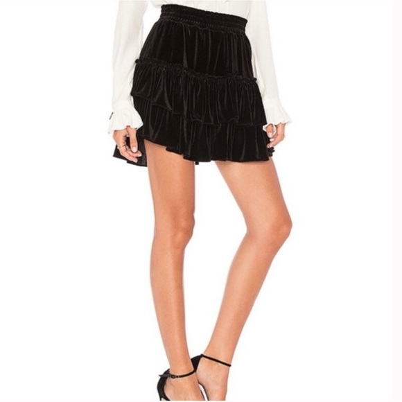 Misa Marion Black Velvet Skirt - Picture 1 of 5